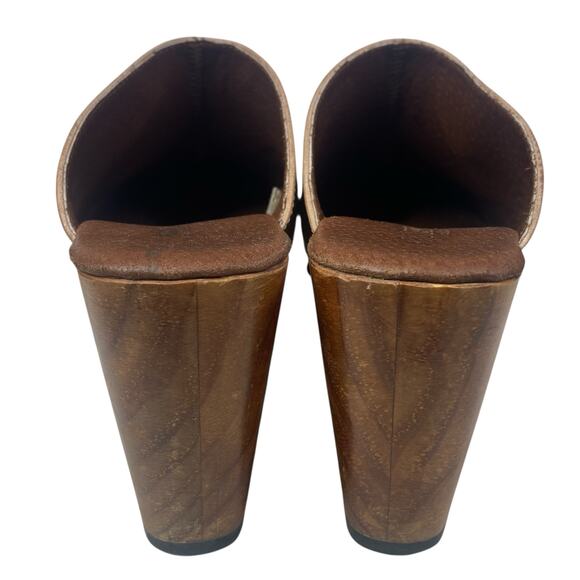 Cordani Women’s Zorba Tan Distressed Leather Wooden Clog Size 37 US 6.5 - Picture 8 of 12